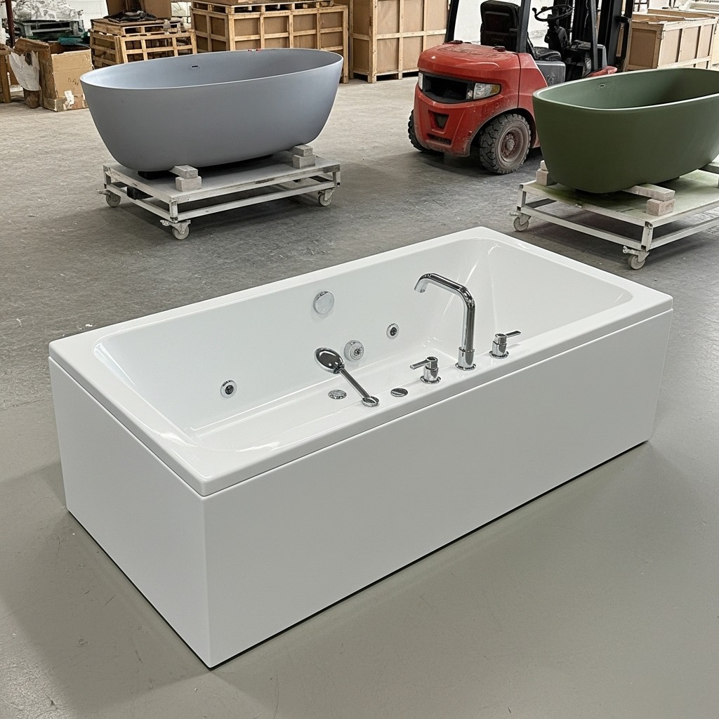 Trieste Flat Acrylic Freestanding Bathtub Made in Turkey